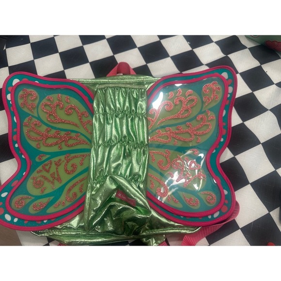 American Girl Butterfly Backpack Green Metallic Cute Kids Girls - Picture 3 of 6